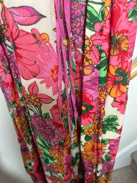 Free People dreamweaver Pink Floral Maxi Dress with Strappy V-Neck - Picture 5 of 5